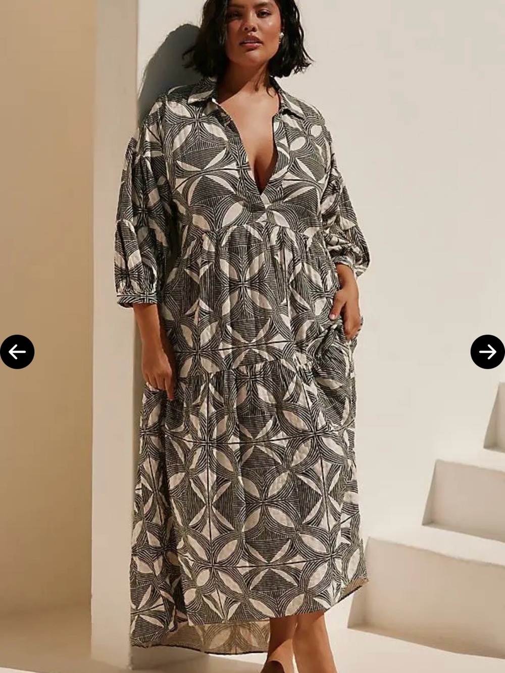 Anthropologie Celandine The Carolita Tiered Maxi Shirt Dress Boho Eclectic 3x